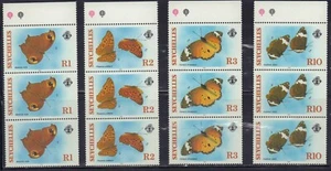 SEYCHELLES 1987 STRISCIA FARFALLE X 3 SET 610-613 COME NUOVO MNH - Foto 1 di 1