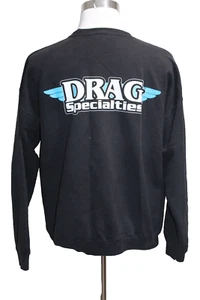 Men's Drag Specialties Logo Black Pullover 1990's Hanes Sweatshirt Large 42-44 - Picture 1 of 4