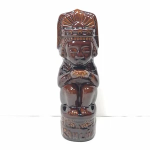 Vintage KAHLUA Aztec Mayan TIKI Ceramic Empty Decanter Bottle Brown 11" MANCAVE - Picture 1 of 11