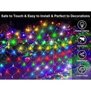 9.8' x 6.5' Christmas Mesh Net Light 360 LED 8 Modes Remote Indoor Outdoor Fairy - Picture 1 of 25