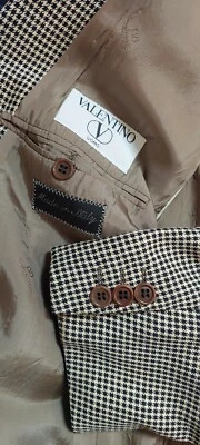 Chaqueta Blazer Vintage Valentino Uomo Lana Pata de Gallo Pit To Pit 23 Pulgadas Foto 1 de 4