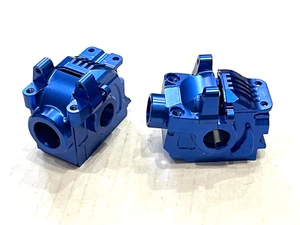 Caja de cambios delantera y trasera de aluminio para 1/10 Traxxas Rustler 4X4 azul - Imagen 1 de 4