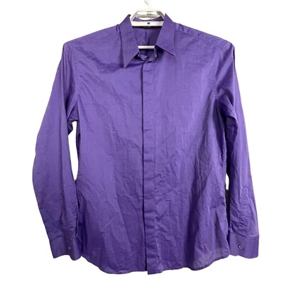 Camisa manga larga Gianni Versace Italia talla 50 púrpura oculta con botones Foto 1 de 4