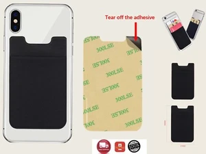 New Wallet Credit Card Cash Holder Pouch Stick-On Mobile Phone Pocket Adhesive - Picture 1 of 15
