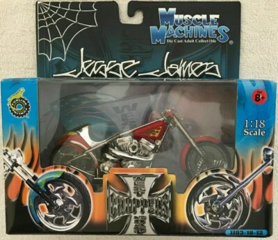 WEST COAST CHOPPERS JESSE JAMES EL DIABLO II 1/18 1:18 BIKE RED & YELLOW FLAMED - Image 1 of 4