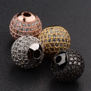 Zircon Pave Disco Micro Round Ball Rhinestones Bracelet Connector Charm Beads