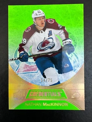 2021-22 UPPER DECK CREDENTIALS GREEN PARALLEL #4 NATHAN MacKINNON SP /75 - Image 1 of 2
