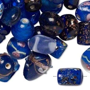 Mezcla de cuentas, vidrio con lámpara azul cobalto 7x4mm-14x11mm mezcla de forma 60-100 cuentas - Imagen 1 de 2