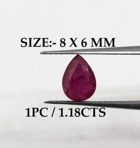 1,18 quilates en forma de pera rubí mozambique tamaño 8x6 mm corte piedra facetada para joyería5807 - Imagen 1 de 6