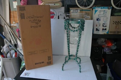 🌸全新家用室内烛台玻璃扭转铁金属绿色 — 第 1/4 张图片