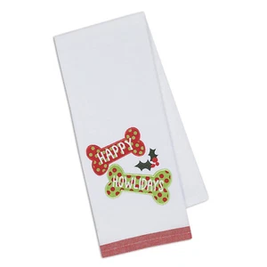 Toalla de cocina 100 % algodón impresa con dichos de amantes de perros de Navidad felices fiestas de howlidays - Imagen 1 de 1