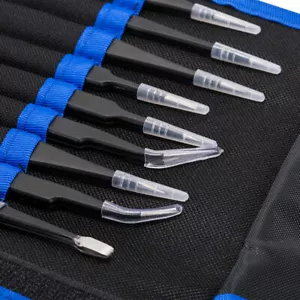 10x Pinzetten Set Edelstahl Spitzpinzette modellbau Gebogen Anatomis Schwarz - Bild 1 von 11