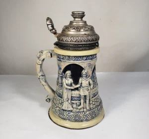 Vintage Bierstein Schmuckschatulle umwerbendes Paar auf Balkon von SS Sarna 1999 5,5" hoch - Bild 1 von 15