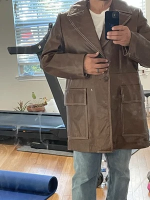 Casaco de condução de couro vintage 42R Cresco por Puritan forrado castanho em excelente estado usado - Imagem 1 de 4