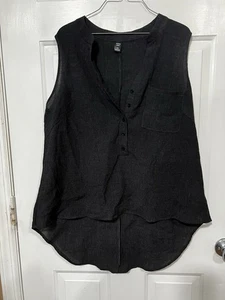 NUEVO SIN ETIQUETAS Shein Curve Negro Arrugado Cuello en V Sin Mangas Plus Top Talla 1XL - Imagen 1 de 4