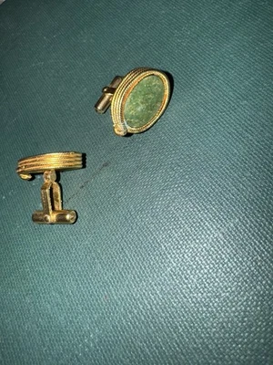 Gold Jade Cufflinks Men - image 1 of 4