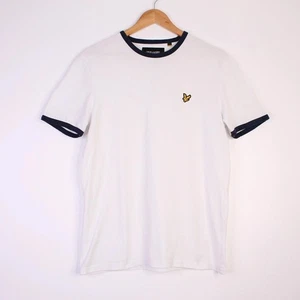 Lyle & Scott White Ringer T-Shirt Men’s Size M Navy Trim Cotton Tee - Picture 1 of 8