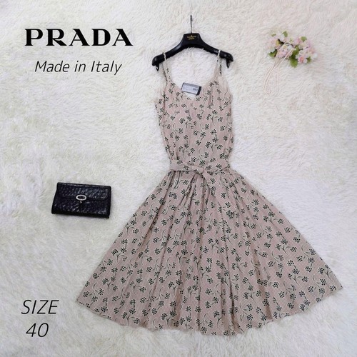 Abito PRADA all over stampa mimosa 100% seta