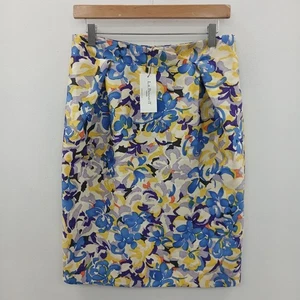 L.K. Bennett Floral Skirt Women Size 14 Multi Wool Silk Blend New RMF - Picture 1 of 7