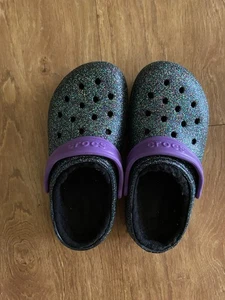 Crocs Classic Glitter Lined Clog K Kinder Gefüttert Hausschuh 205937-9BD - Bild 1 von 2