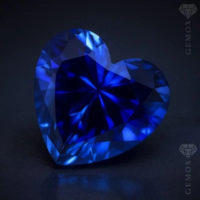 Blue Sapphire Loose Gemstone Heart Cut LabGrown Stone Faceted Sapphire Heart EU - Image 1 of 4