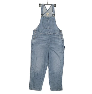 New Madewell Overalls Women XXL Light Wash Denim Relaxed Carpenter Cotton Bib — 第 1/4 张图片