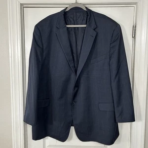 Tollegno 1900 Blazer 56R Navy Blue Super 100s Wool Made In Italy Window Pane EUC - Picture 1 of 14