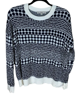 Suéter Para Mujer Loft Azul Marino Lunares Estampado Corazón Manga Larga Cuello Redondo Talla L Foto 1 de 4