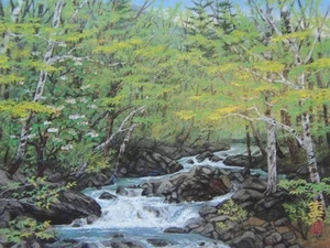 Japanese Woodblock Print Yokoyama Akami, Fresh Green, From The Rare Art Book, Go - Picture 1 of 4