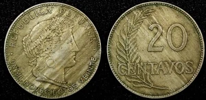 Peru Kupfer-Nickel 1920 20 Centavos KM# 215,1 (25 026) - Bild 1 von 3