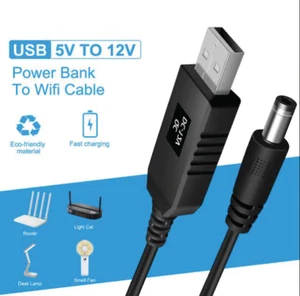 USB Boost Cable To 12V Router Adapter Cable DC 5V To 12V Cable Step-Up Converter - Picture 1 of 10