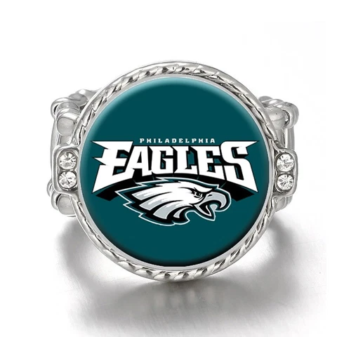 Philadelphia Eagles Silver Women's Crystal Accent Football Ring w Gift Pkg D12 Cover
