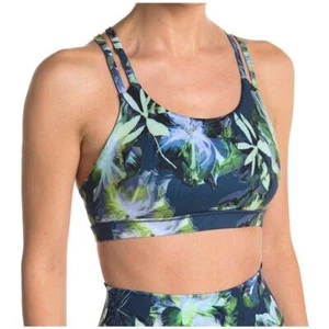 X by Gottex Crisscross Strap Sports Bra S Dark Floral Strappy Blue/Green NWT - Picture 1 of 7