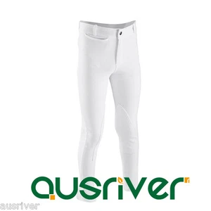 Kids Jodhpurs Breeches White Self Seat Knee Patch Show Breeches Junior 6-14yrs - Picture 1 of 1