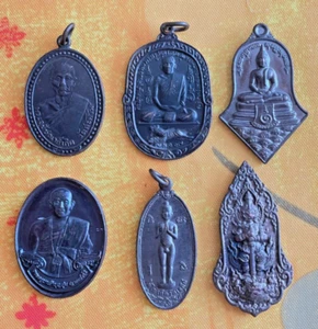 6 Médaille Thaï Bouddha Dvarapala Tao Wessuwan sacré amulette alliage Thaïlande - Picture 1 of 14