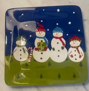 Great Gatherings Snowmen Dinner Plate Square Christmas Holiday Winter 10 X 10 in - Picture 1 of 5