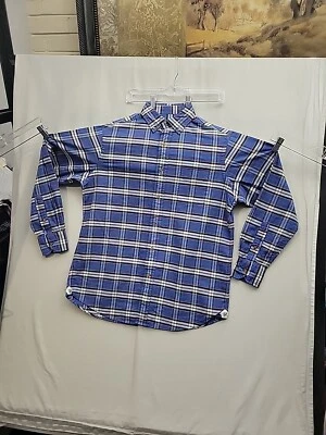 Camisa Oxford Daniel Cremieux Para Hombres Manga Larga Con Botones Azul A Cuadros Mediana  Foto 1 de 4