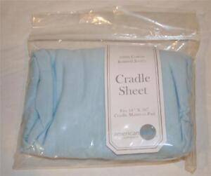 AMERICAN BABY Cradle Sheet Blue Knitted Jersey 100% Cotton Fits 18"x36" Bassinet