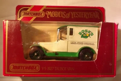 NOS 1984 Matchbox Y-5 Models Of Yesteryear 1927 Talbot Van Rose's Lime Juice - Image 1 of 3