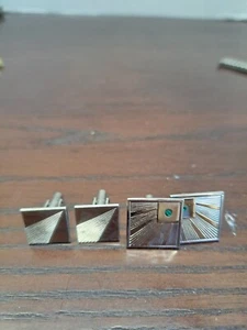 2 Pair Silver Color Cuff Links - Picture 1 of 3