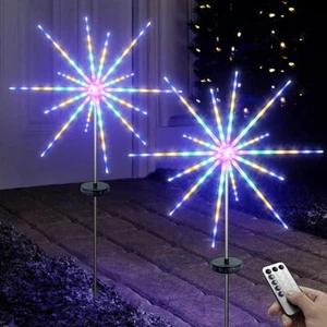 2 Pack Solar Firework Meteor Lights Outdoor For Garden Patio Yard Holiday Decor - Picture 1 of 16