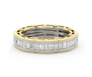 Eternity Wedding Band Ring 14K Multi Tone Gold 1.00 Ct Lab Grown Round Diamond - Picture 1 of 5
