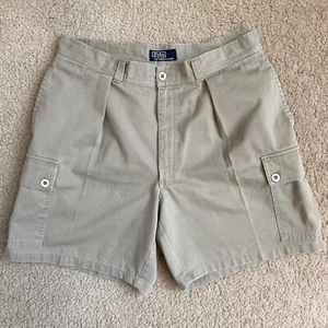 Polo Ralph Lauren mens 34” khaki cargo shorts vintage 90s gold dot tag c4 - Picture 1 of 8