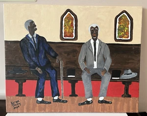 Karen Terry Black Church Folk Art 2014 Come Sunday Series 20x16 Acrylic Canvas - Picture 1 of 6
