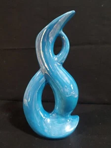 Vintage Vase Turquoise Ceramic Pottery 10 1/4" Tall Unique Design - Picture 1 of 6