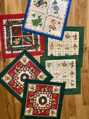 Lote 6 Servilletas Hankie Bandana Navidad Vintage Hechas en EE. UU. Foto 1 de 4