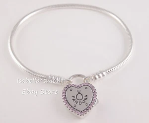 LOCK YOUR PROMETE Auténtico Pulsera LOGOTIPO PANDORA Rosa Amor 596586FPC ¡ELIGE! - Imagen 1 de 6