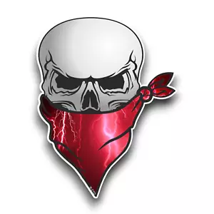 Bandit Skull With Red Lightning Storm Face Bandana Vinyl Sticker Decal 110x85mm - Picture 1 of 1