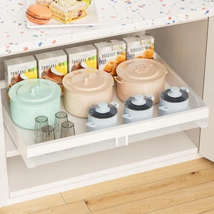 Ausziehbare Schublade Schrank Organizer, erweiterbare Breite 13,9" bis 22" ohne Bohren, weiß - Bild 1 von 7