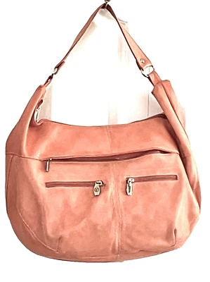 LIGHT CORAL LEATHER HOBO BAG VALENTINA ITALY  SOUPLE + SOFT LEATHER - Изображение 1 из 4